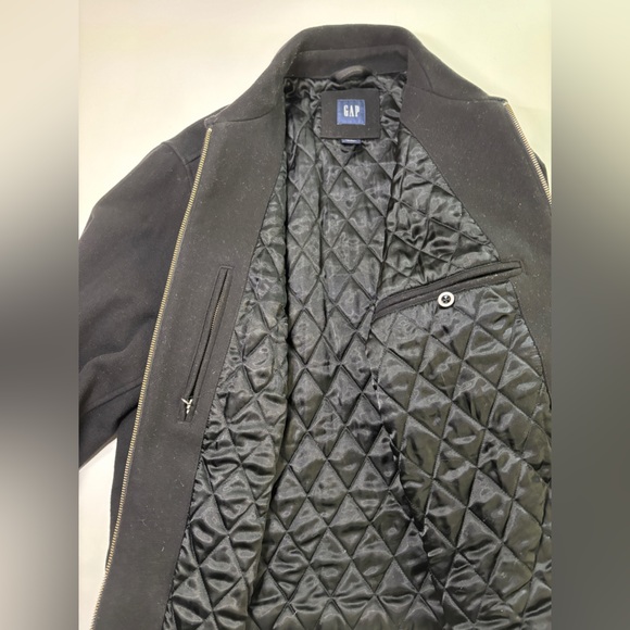 Men’s GAP Black Wool Blend Zip Jacket Coat – Size XL – Classic Style - Picture 3 of 9